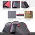 2-3 Person Tunnel Tent with Sewn-in Groundsheet, Air Vents, Rainfly, 2000mm Water Column, Camping Tent with 1 Bedroom, Inbuilt Porch, Living Area for Camping, Hiking, Grey
