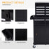 Tool Chest 2 in 1 Metal Tool Cabinet Storage Box with 5 Drawers Pegboard Wheels 60x28x104.5cm Black Bargain Clearance Centre