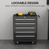 5-Drawer Tool Chest with Wheels, Steel Lockable Tool Storage Cabinet with Handle, 2 Keys for Garage, Workshop, Black