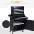 Tool Chest 2 in 1 Metal Tool Cabinet Storage Box with 5 Drawers Pegboard Wheels 60x28x104.5cm Black Bargain Clearance Centre