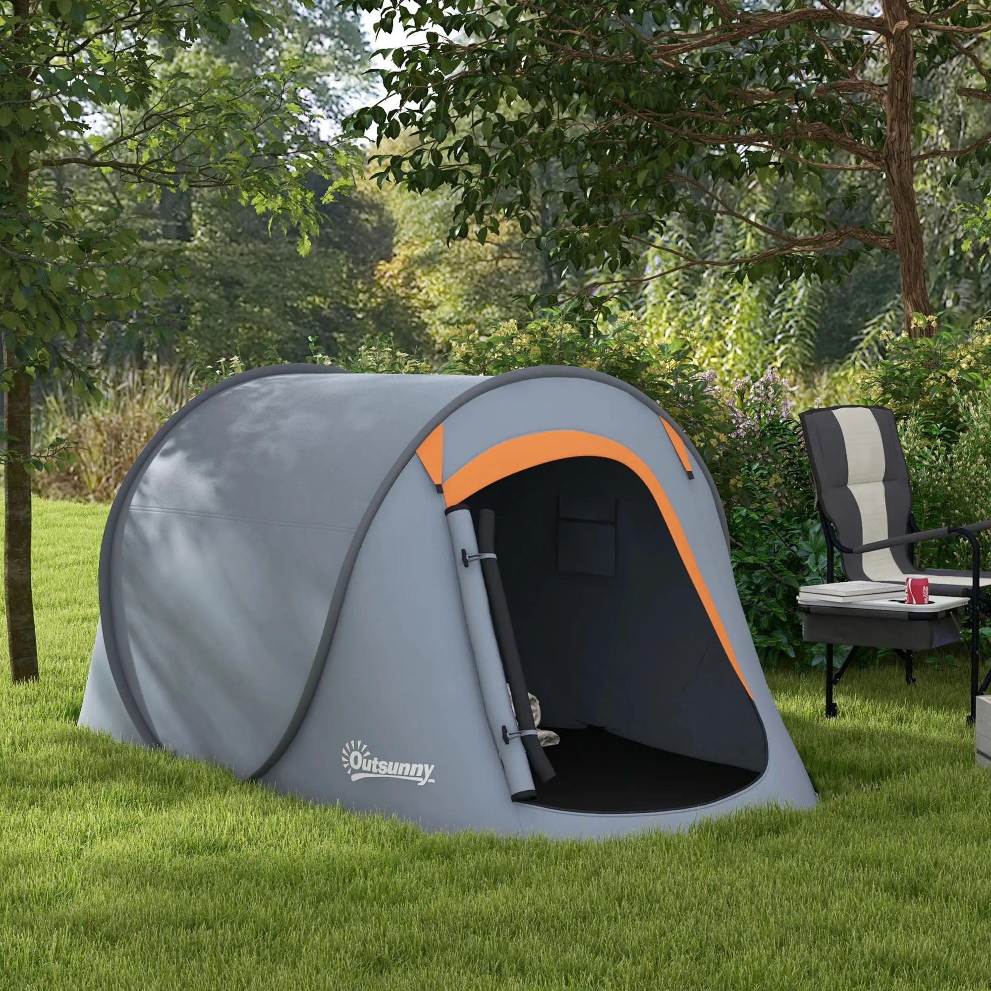 Two-Man Pop-Up Dome Tent, with Accessories - Grey