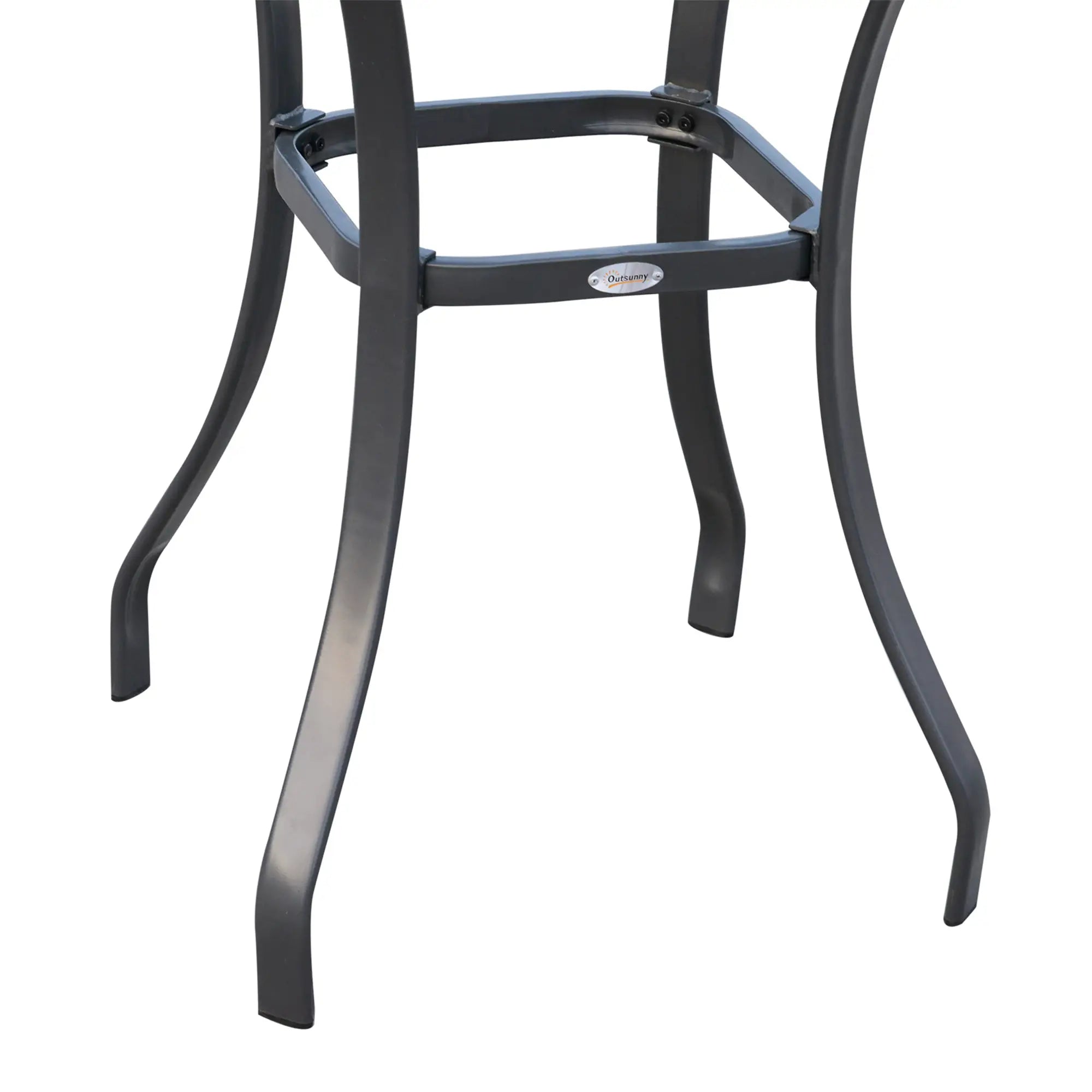 Square Garden Table, Outdoor Coffee Table with Tempered Glass Top, Bar Bistro Dining Table, Metal Frame for Patio, Balcony, 68.5 x 68.5 x 84cm