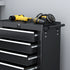 5-Drawer Tool Chest with Wheels, Steel Lockable Tool Storage Cabinet with Handle, 2 Keys for Garage, Workshop, Black