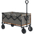 160L Festival Trolley on Wheels, Folding Camping Trolley Cart w/ Tailgate, 100kg Heavy Duty Garden Collapsible Folding Wagon w/Adjustable Handle, Carry Bag for Beach Picnic, Grey and Orange