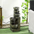 Garden Water Feature Waterfall Fountain with 4-Tier Stone Look Bowls, Adjustable Flow, Black and Yellow