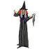 160 cm Life Size Halloween Animated Standing Witch & Skull Staff with Glowing LED Eyes & Head, Spooky Witch Scary Halloween Decorations, Battery Operated, Indoor Party Props