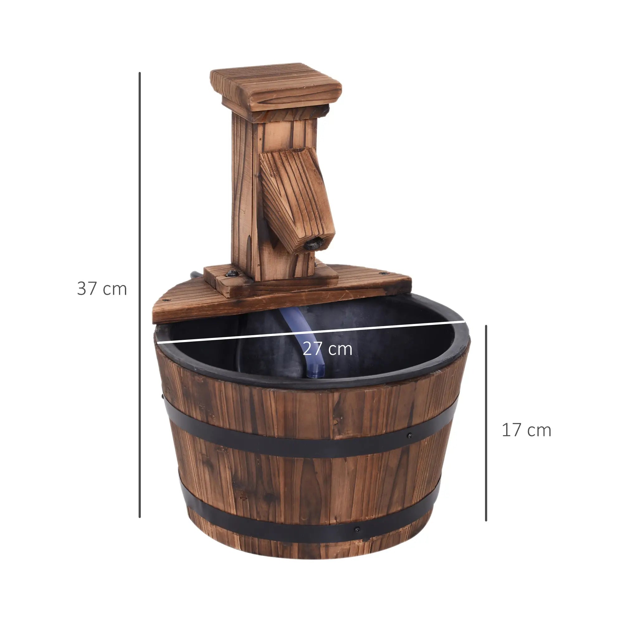 Wood Barrel Patio Water Fountain Garden Decorative Ornament Water Feature with Electric Pump