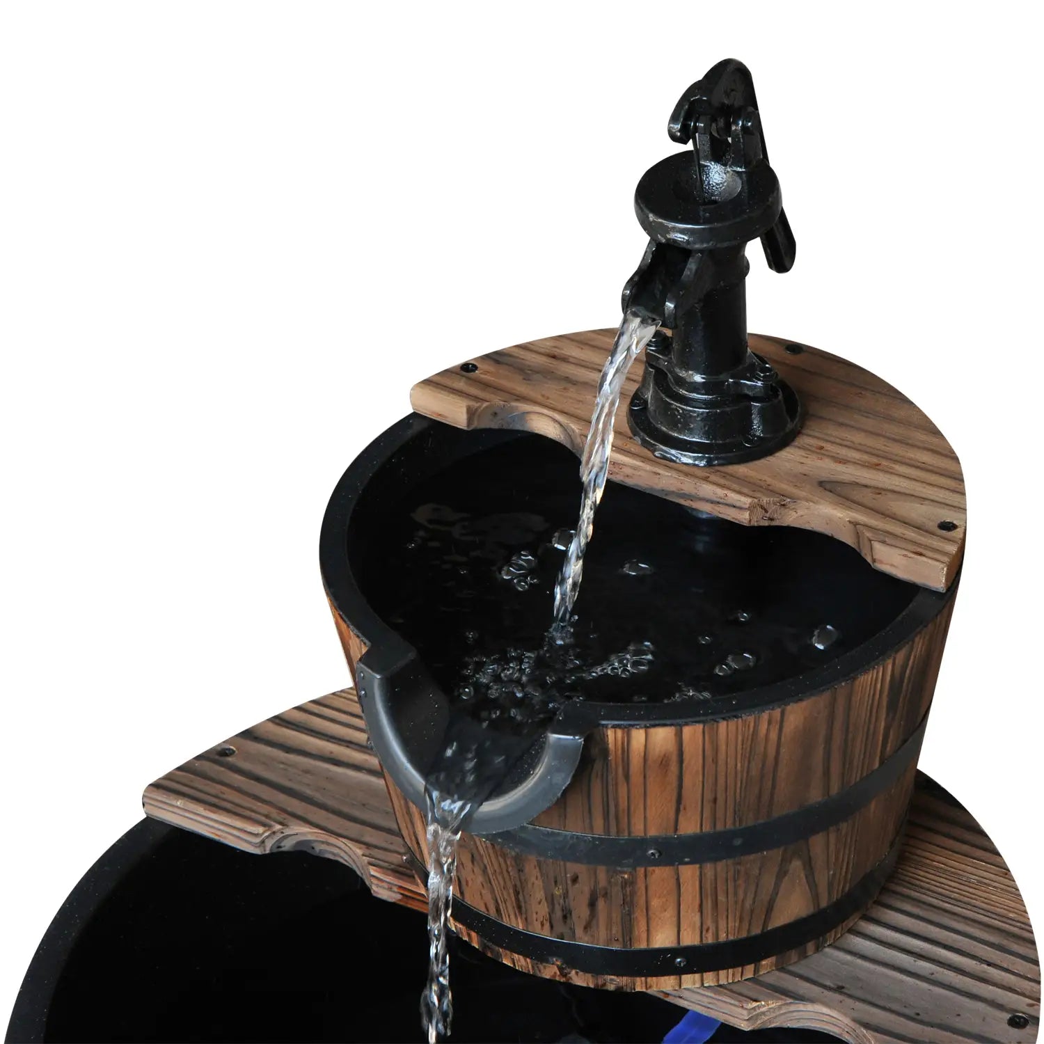 Wooden Water Pump Fountain, 2 Tier-Fir Wood