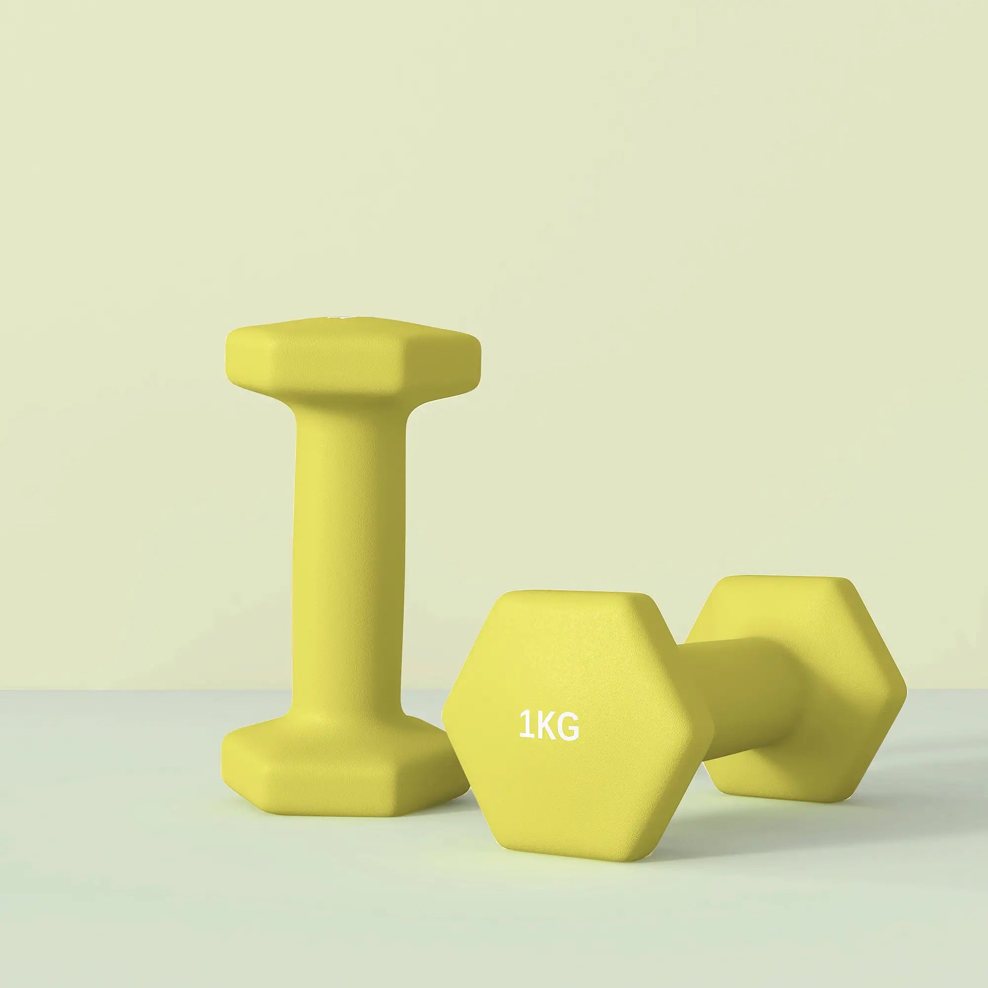 2 x 1kg Hexagonal Dumbbells Weights Set with Non-Slip Grip for Home Gym Workout, Yellow