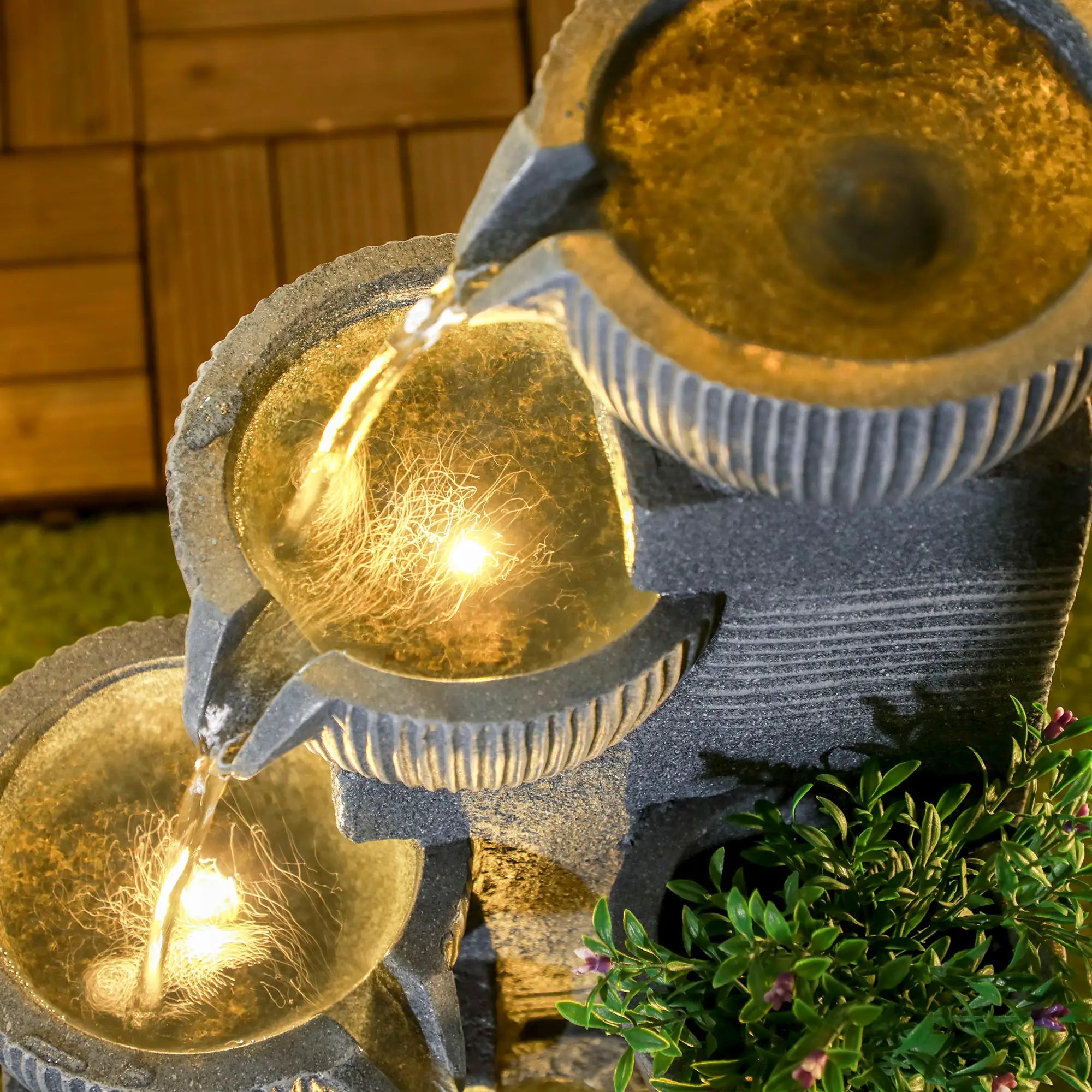 Solar Powered Outdoor Water Fountain - Dark Grey