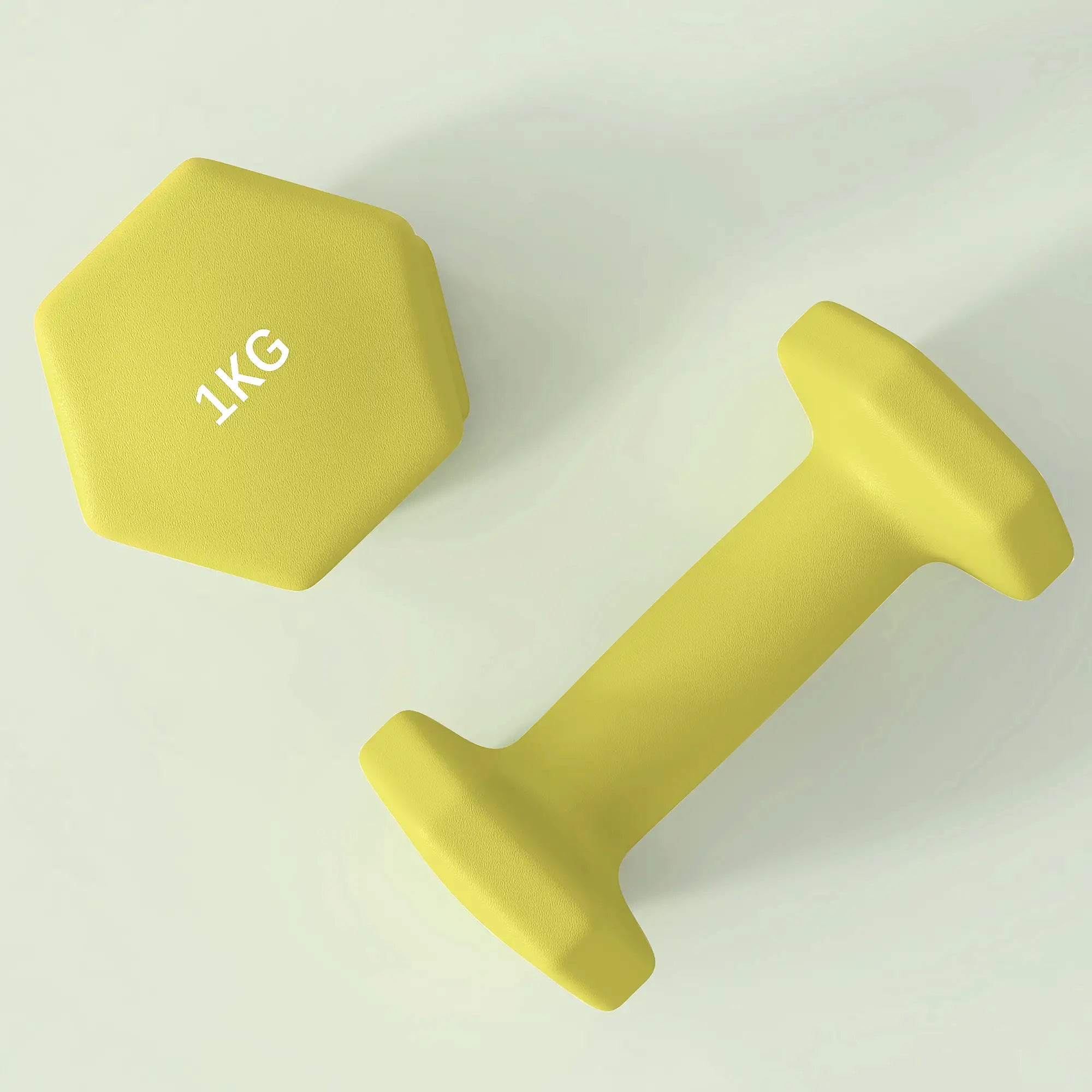 2 x 1kg Hexagonal Dumbbells Weights Set with Non-Slip Grip for Home Gym Workout, Yellow