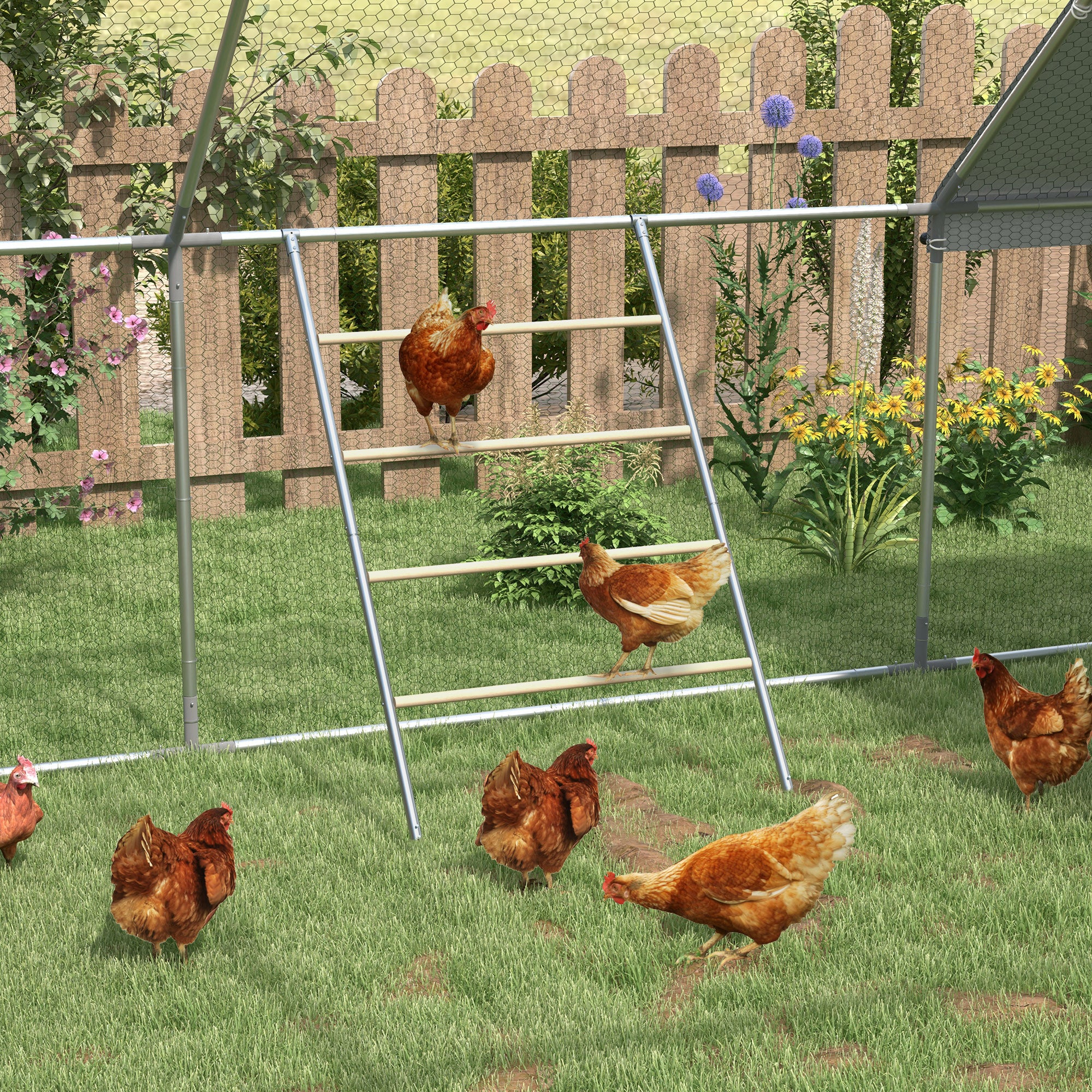 PawHut Chicken Perch for Coop, Jungle Gym Roosting Bar for Backyard Farm